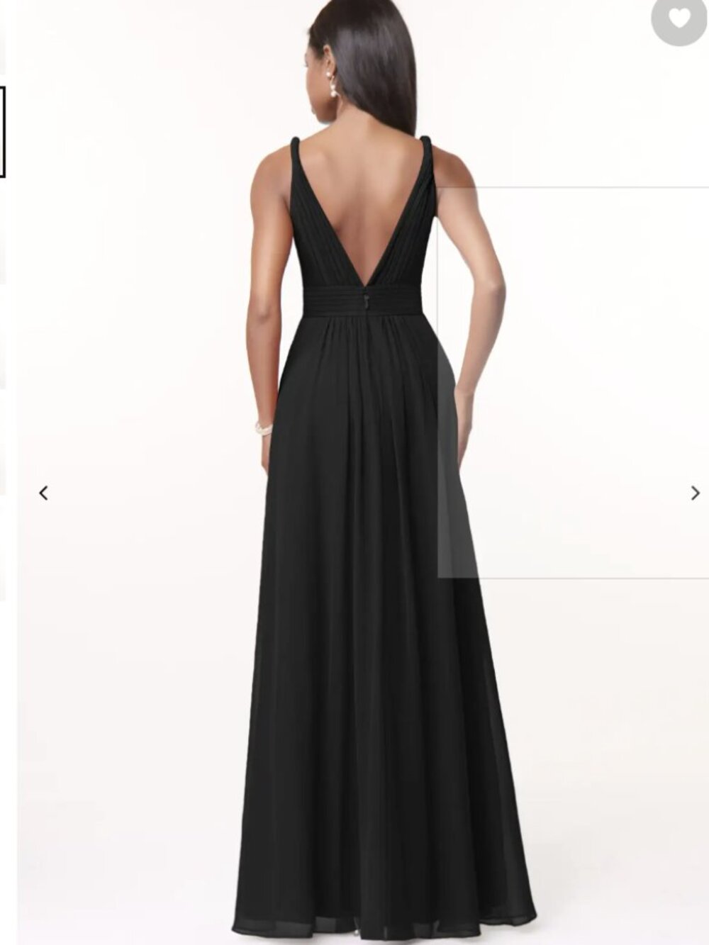 Azazie Maren Black A-Line Pleated Chiffon Dress